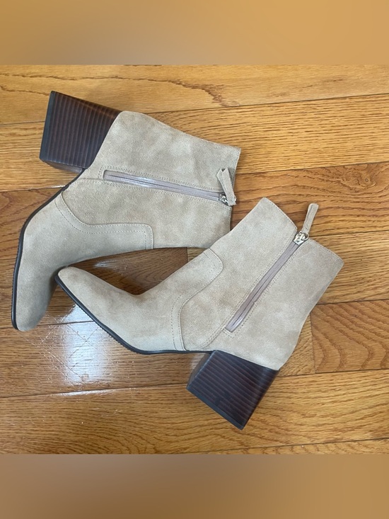 Blondo Salome Waterproof Taupe Suede Block Heel Ankle Boot Sz 8.5 Quiet Luxury - Picture 12 of 13